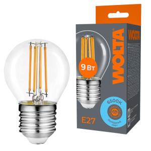Лампа светодиодная Filament G45 9Вт шар прозрачная 6500К E27 810лм WOLTA WF-G45-9W6KE27