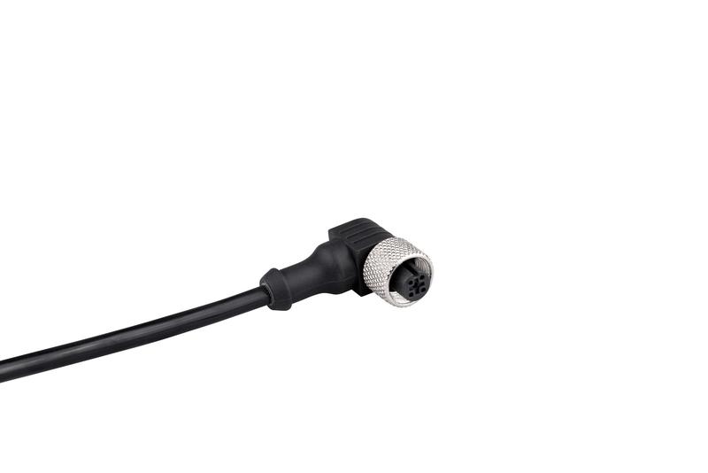 Кабель соединительный 2м с гнездом M12х4 90град. ПУ IP68 EMAS SKM12P4DXP2