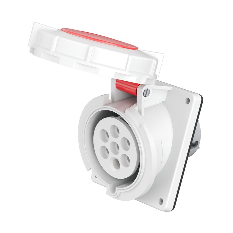 Розетка панельная PAS 32А 7п 6P+E 400В IP67 с наклоном DKC PAS676-032-40