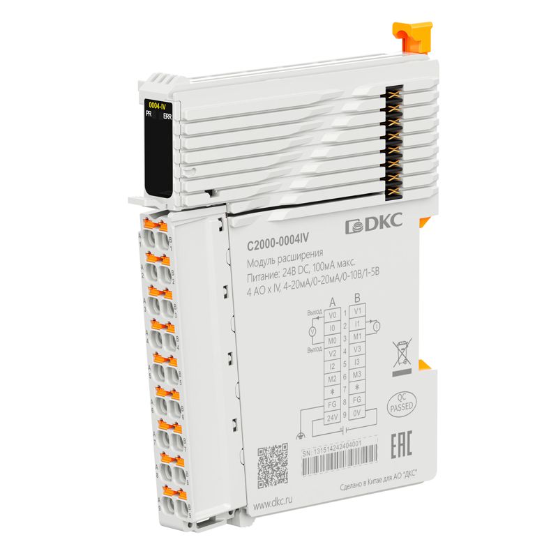 Модуль расширения C2000 4 AO - IV 4-20мА/0-20мА/±10А/1-5В DKC C2000-0004IV