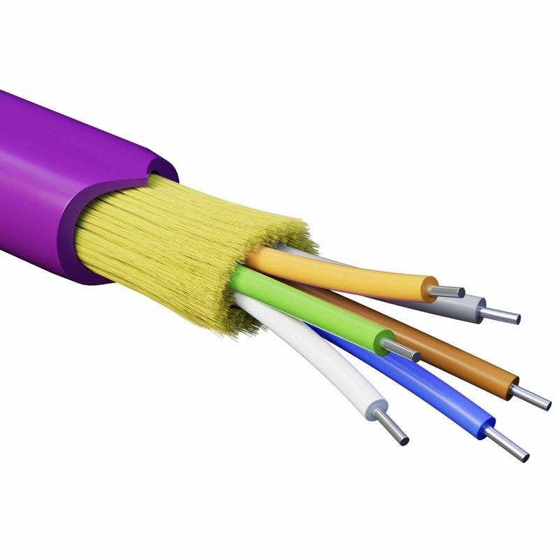 Кабель волоконно-оптический распределит. нг(А)-HFLTx 6 ОВ категория OM4 (G.651.1) плотный буфер 0.4кН арамидные упрочняющие нити для внутр. прокл. бараб. 2000м DKC RNDT4C6MG03