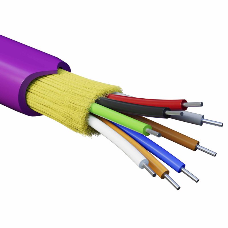 Кабель волоконно-оптический распределит. нг(А)-HFLTx 8 ОВ категория OM4 (G.651.1) плотный буфер 0.4кН арамидные упрочняющие нити для внутр. прокл. бараб. 500м DKC RNDT4C8MG03-E