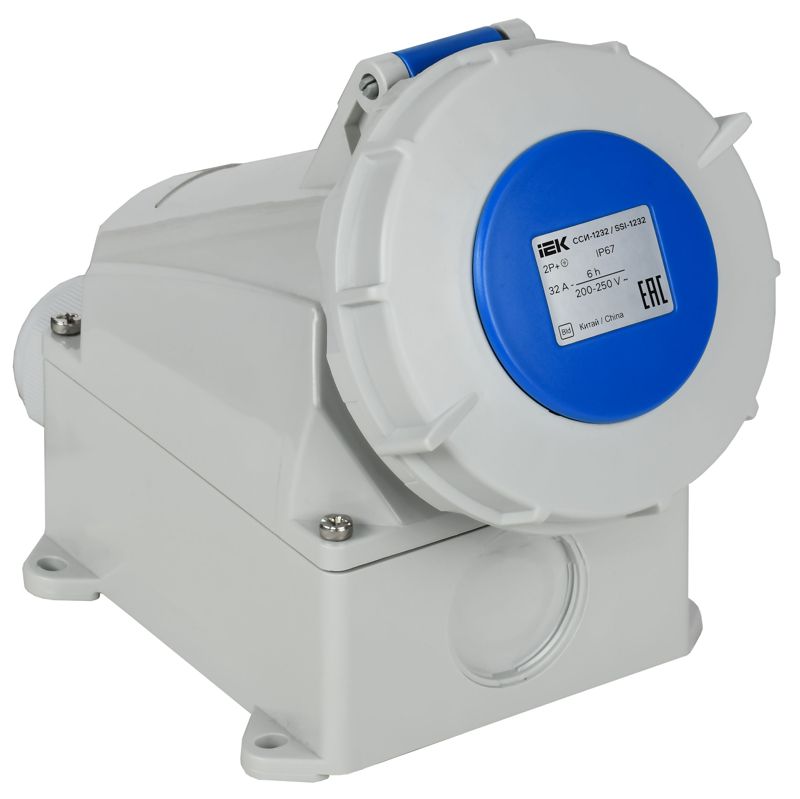 Розетка стационарная ССИ-1232 32А 3п 2P+PE 6ч 220В IP67 IEK PSR11-032-3-0-67