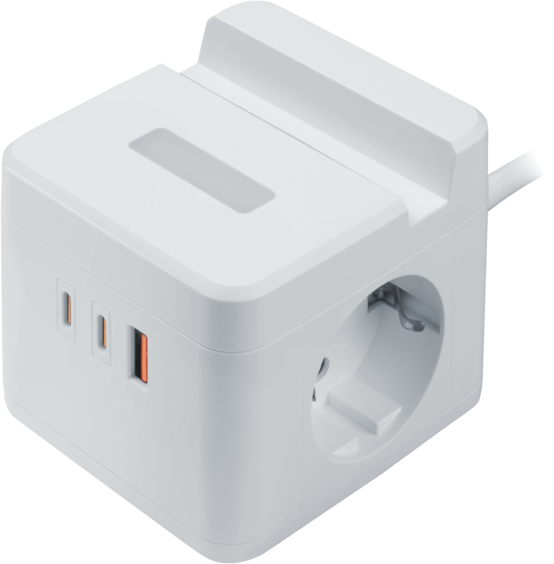 Удлинитель (куб) 2х1.4м с заземл. 16А IP20 95 686 NPE-USB06-02-140-ESC-3X1-H-PD20W 2хUSB-C + USB-A + ночник с выкл. бел. NAVIGATOR 95686