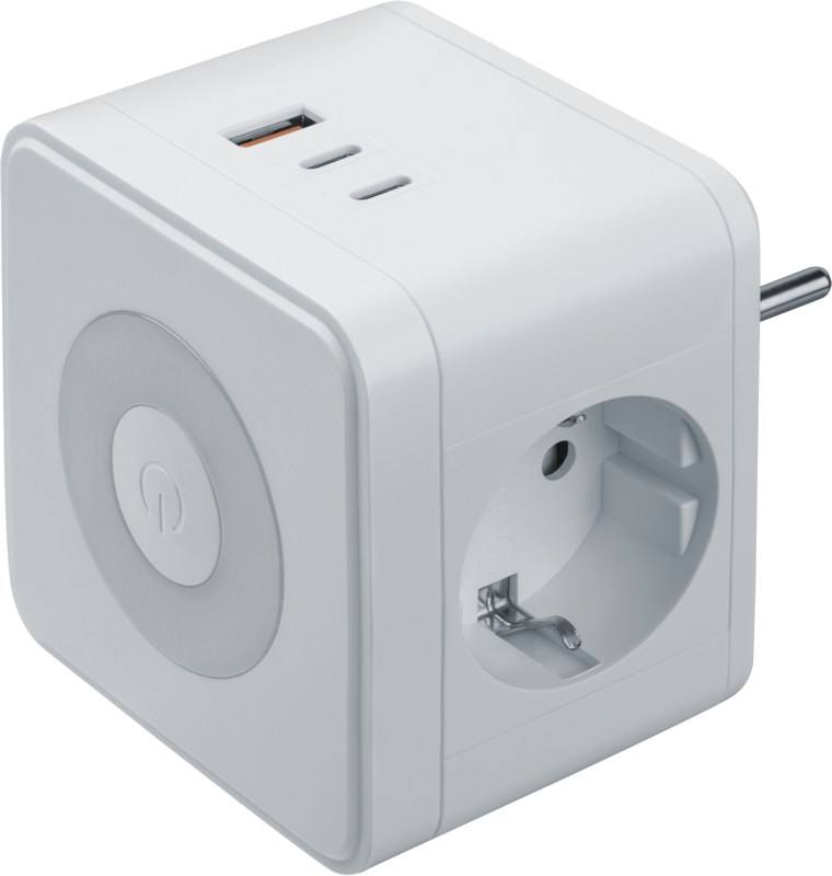 Разветвитель 2 розетка с заземл. + 1хUSB type-A + 2хUSB type-C + ночник сенсорная кнопка 95 679 NAD-USB03-2E-PD20W-WH бел. NAVIGATOR 95679