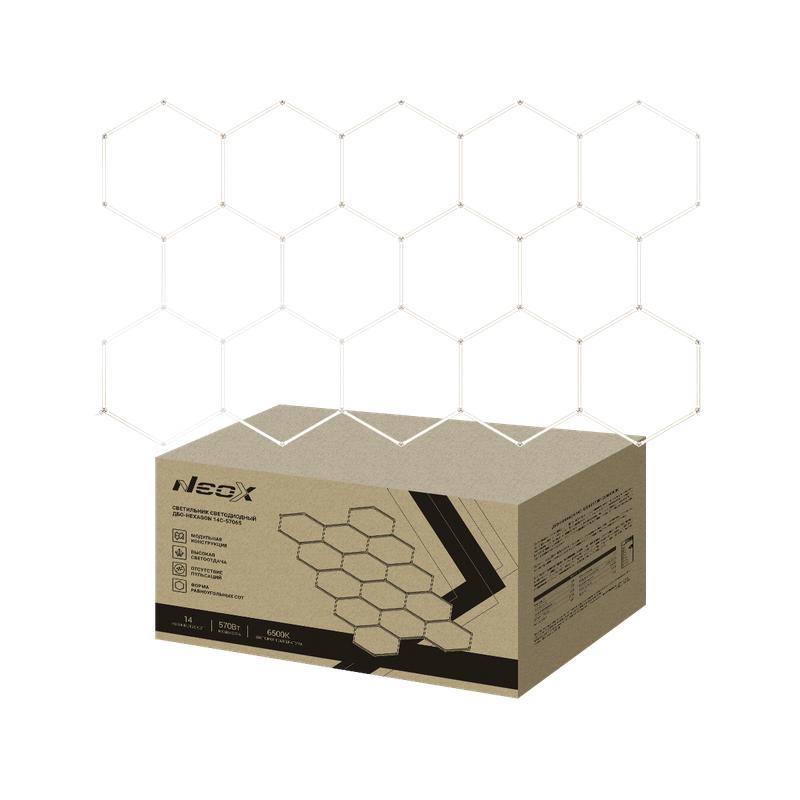 Светильник светодиодный ДБО-HEXAGON 14С-57065 570Вт 6500К 230В 4027х2325мм 14 сот 0.5м шнур с вилкой NEOX 4690612066653