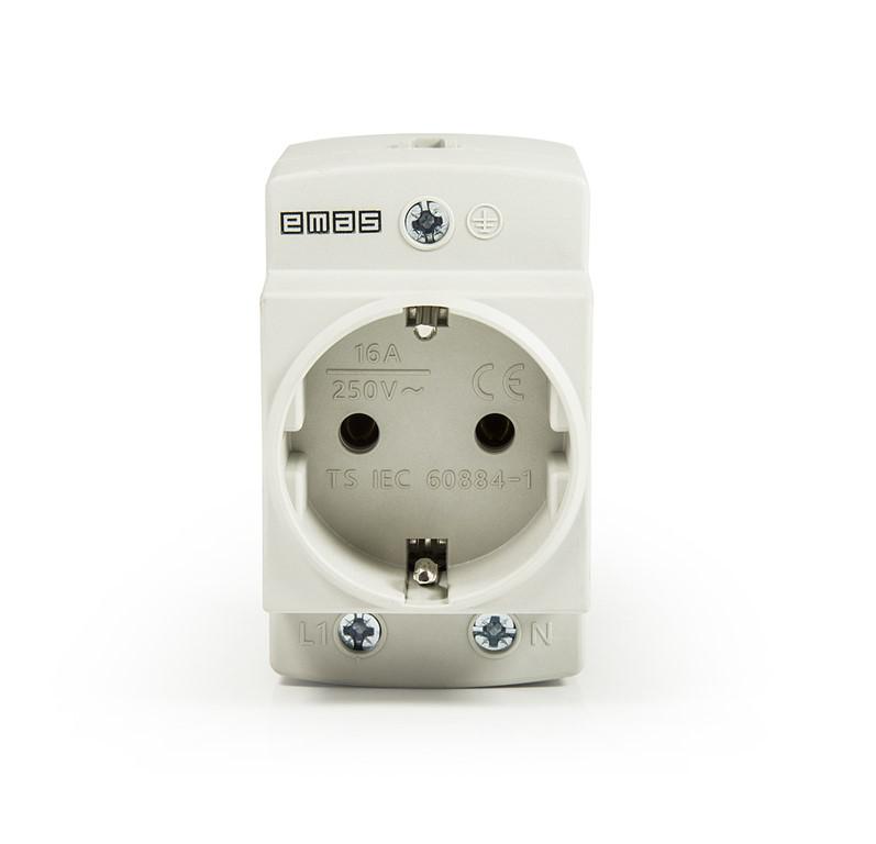 Розетка 2P+E UPS разъем (FR) на DIN-рейку сер. EMAS EPRFR2G