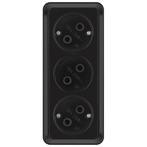 Розетка 3-м ОП Quadro 2-205-05 16А IP20 3х2P 250В без заземл. антрацит Intro Б0069697