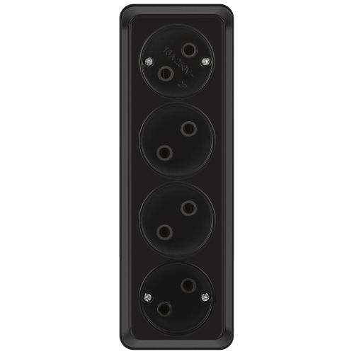 Розетка 4-м ОП Quadro 2-207-05 16А IP20 4х2P 250В без заземл. антрацит Intro Б0069699