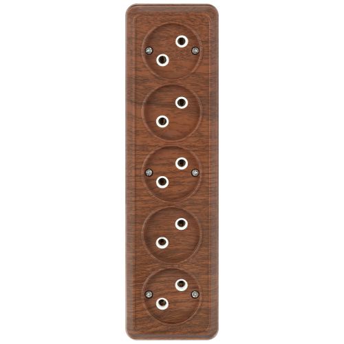 Розетка 5-м ОП Quadro 2-209-10 16А IP20 5х2P 250В без заземл. венге Intro Б0053851