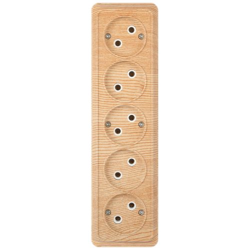 Розетка 5-м ОП Quadro 2-209-11 16А IP20 5х2P 250В без заземл. сосна Intro Б0053854