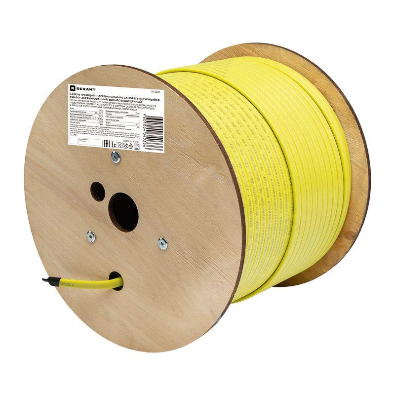 Кабель греющий саморег. RSH-30F 200/240град. С экранир. взрывозащ. Ex 30Вт/м 1.2кв.мм/110м Rexant 51-0331