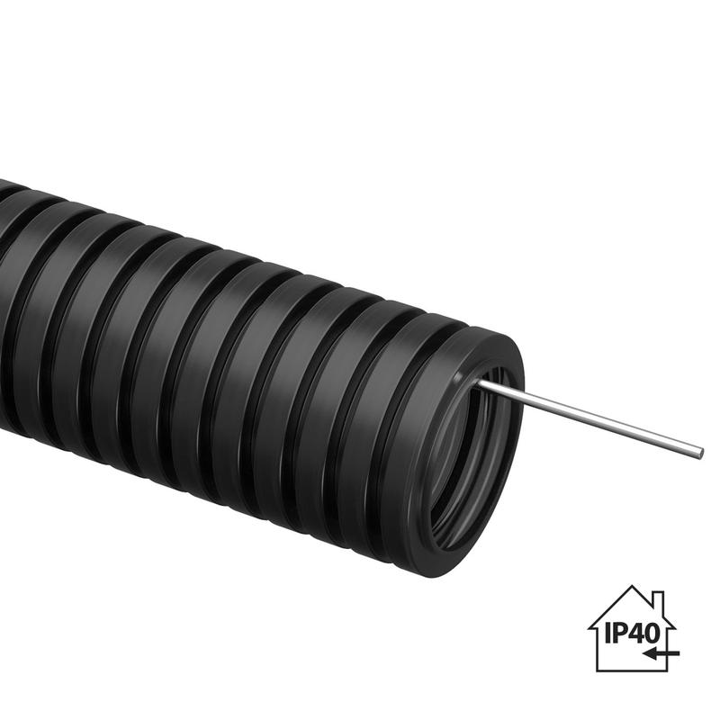 Труба гофрированная ПНД d25мм с протяжкой черн. (уп.50м) TOKOV ELECTRIC TKE-PND25-BL-50