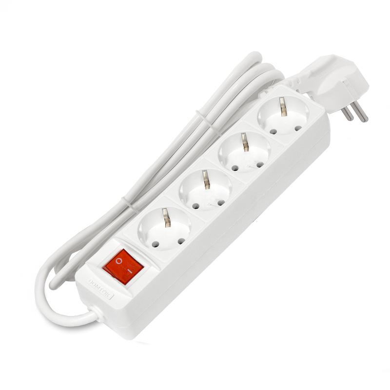 Удлинитель 4х1.5м с заземл. 16А IP20 3х1 с выкл. бел. DOMTOK 2374