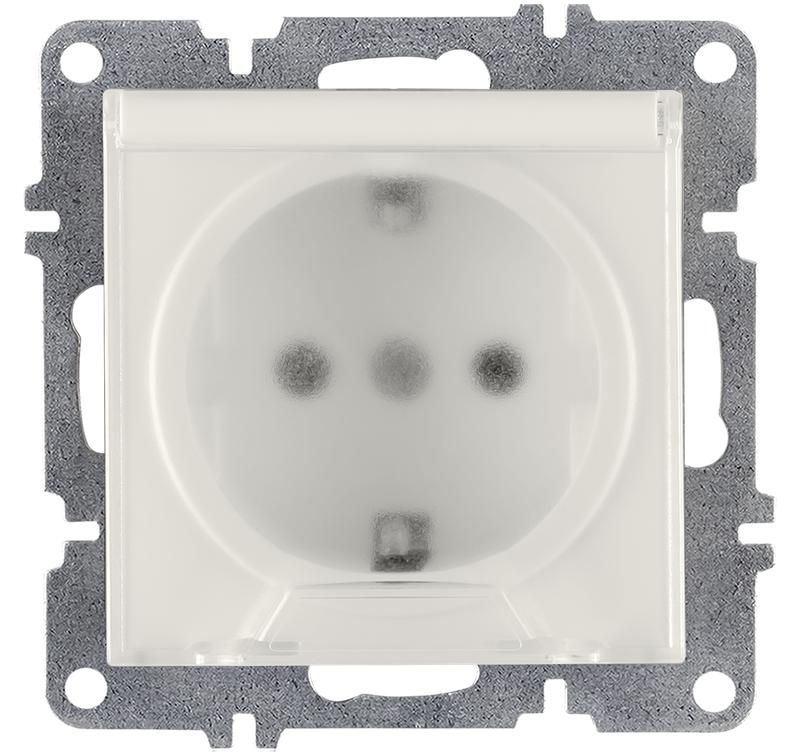 Розетка 1-м с заземл. с крышкой механизм LAVIN/KAREN бел. ARVIA 50 01 1000 218