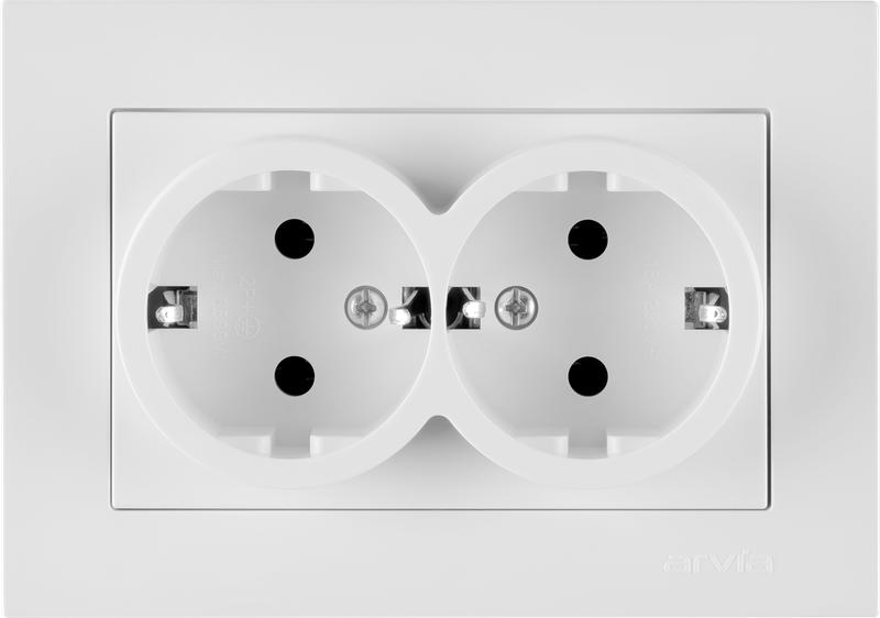 Розетка 2-м с заземл. в сборе KAREN бел. ARVIA 20 01 1000 907