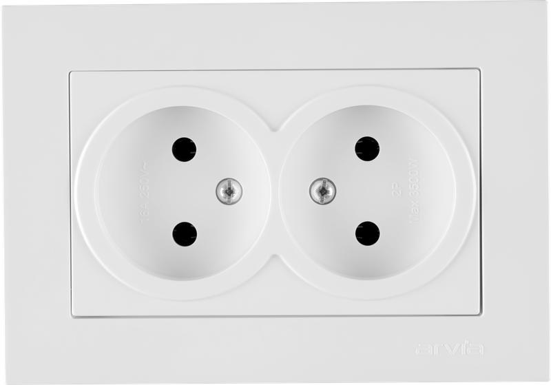 Розетка 2-м без заземл. в сборе KAREN бел. ARVIA 20 01 1000 908