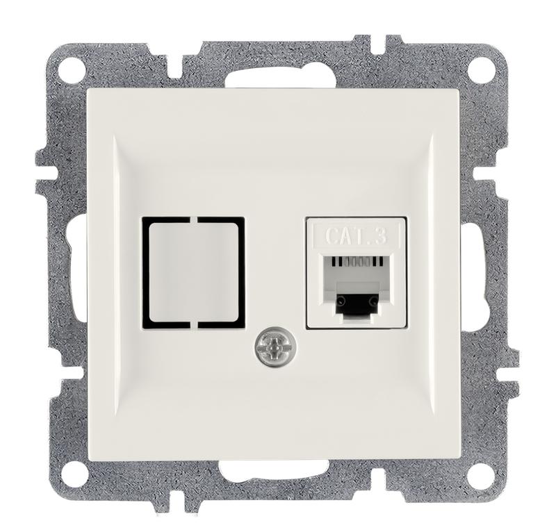 Розетка телефонная (Rj45 Cat3) механизм LAVIN/KAREN бел. ARVIA 50 01 1000 221