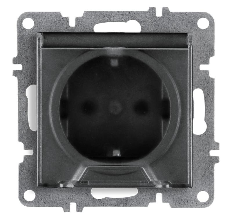 Розетка 1-м с заземл. с крышкой механизм LAVIN/KAREN графит ARVIA 50 04 2000 218