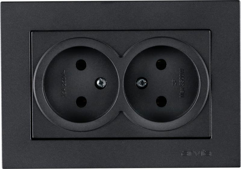 Розетка 2-м с заземл. в сборе KAREN графит ARVIA 20 04 2000 907