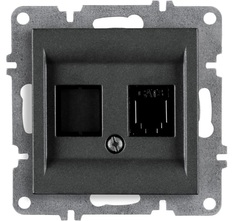 Розетка телефонная (Rj45 Cat3) механизм LAVIN/KAREN графит ARVIA 50 04 2000 221