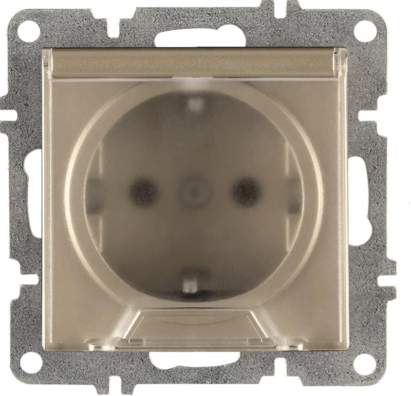 Розетка 1-м с заземл. с крышкой механизм LAVIN/KAREN титан ARVIA 50 05 2000 218