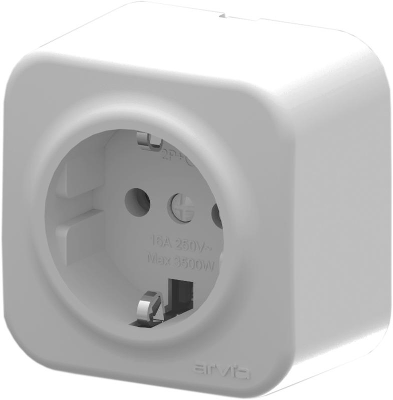 Розетка 1-м с заземл. IP20 ARIA бел. ARVIA 25 01 1000 217