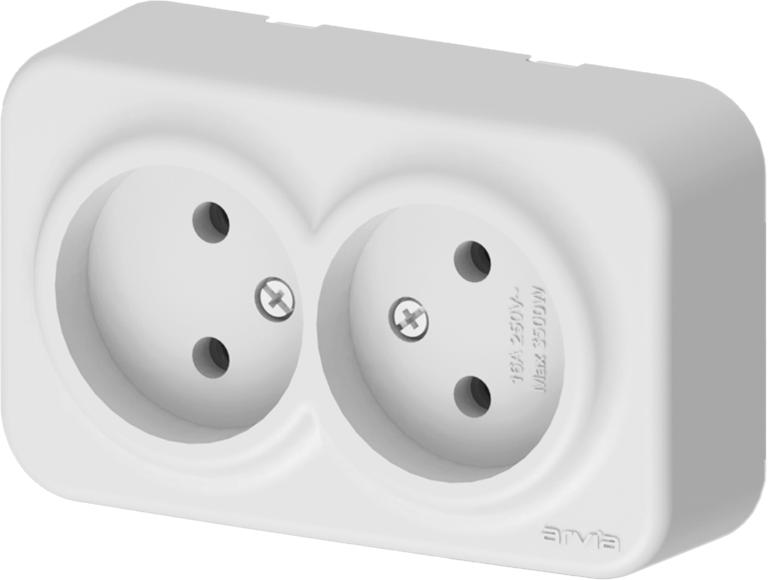 Розетка 2-м без заземл. IP20 ARIA бел. ARVIA 25 01 1000 908