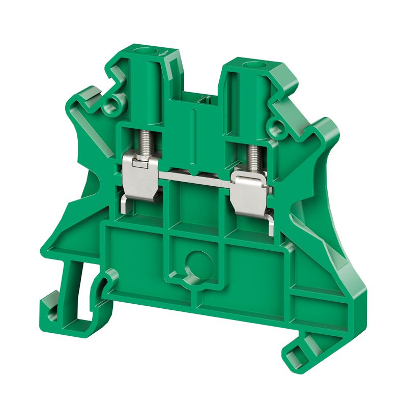 Клемма проходная винтовой зажим 2 точки подключения 4кв.мм зел. DKC TUR-4R-GN