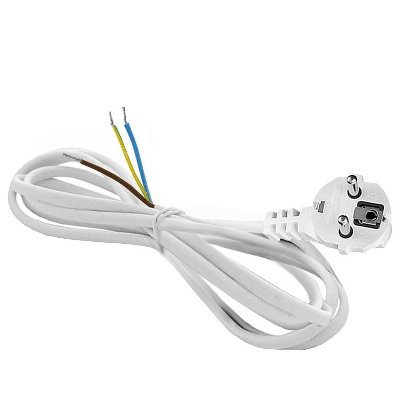 Шнур сетевой с вилкой 2м с заземл. 10А ПВС 3х1 бел. DOMTOK 2777