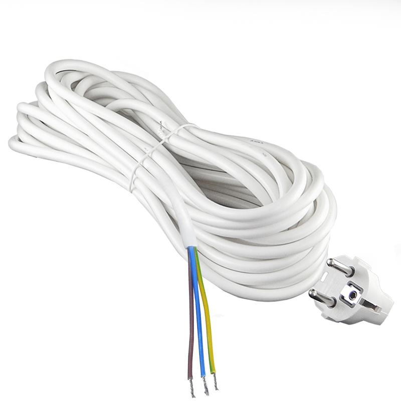 Шнур сетевой с вилкой 5м с заземл. 10А ПВС 3х1 бел. DOMTOK 2779