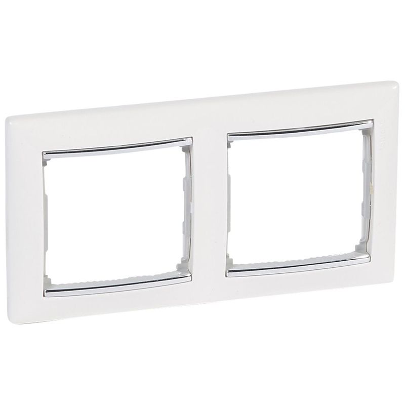 Рамка 2-м Valena горизонт. бел./серебр. IEK 770492