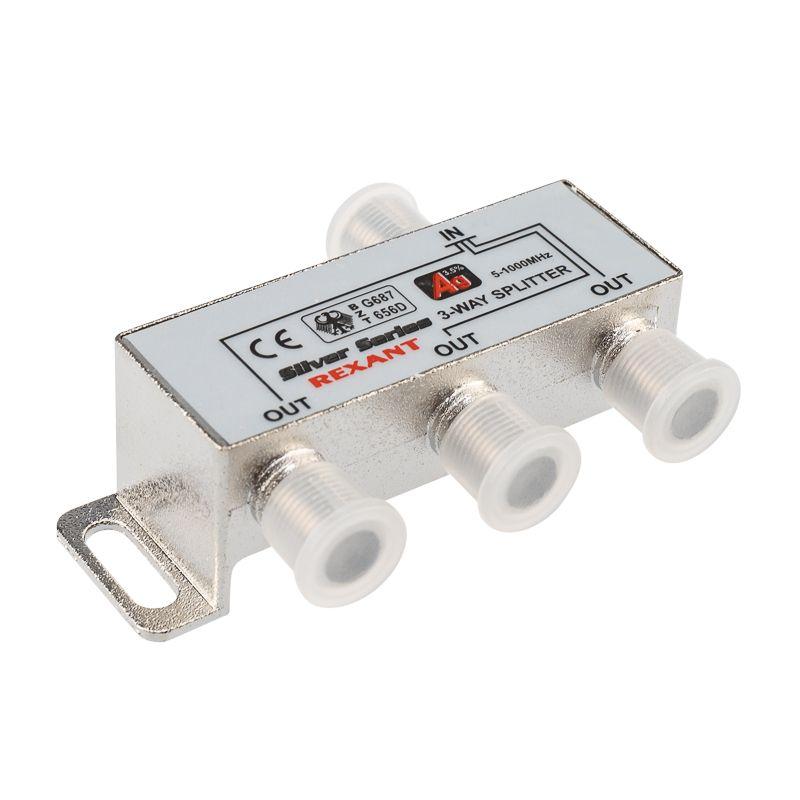 Делитель ТВ "краб" х3+4шт F "BOX" 5-1000 МГц "Silver" Rexant 05-6102