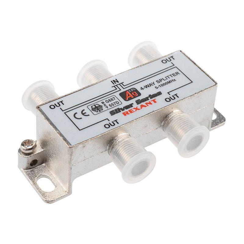 Делитель ТВ "краб" х4+5шт F "BOX" 5-1000 МГц "Silver" Rexant 05-6103