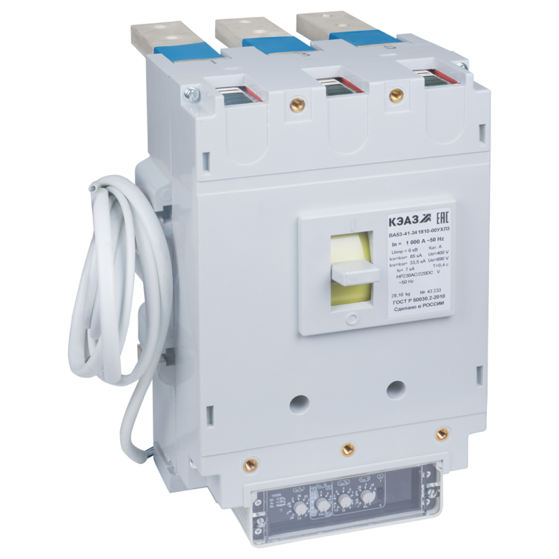 Выключатель автоматический 3п 1000А 55кА ВА55-41-344710 УХЛ3 690В НР=230В AC/220В DC задн. присоед. КЭАЗ 220461