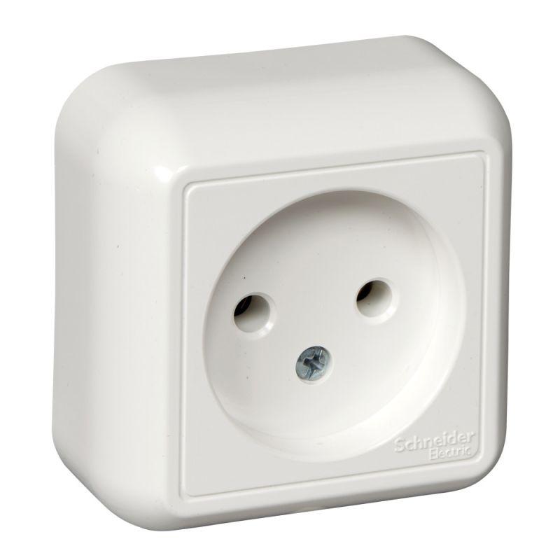 Розетка 1-м ОП Прима 10А IP20 250В без заземл. без защ. шторок сл. кость (опт. упак.) SchE RA10-164-S