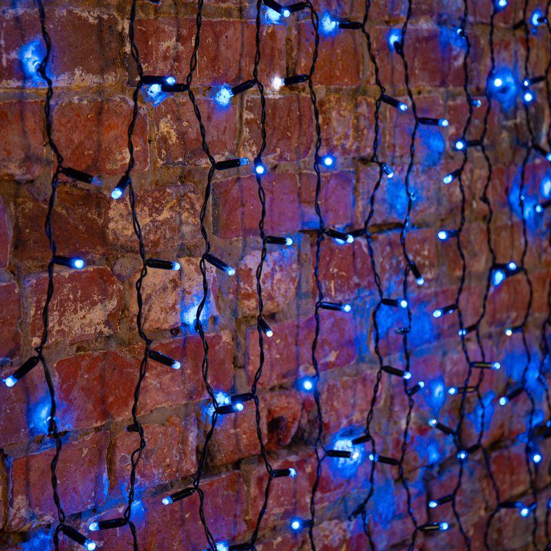 Гирлянда светодиодная "Светодиодный Дождь" 2х1.5м 360LED син. 76Вт 230В IP65 эффект мерцания провод черн. Neon-Night 235-233