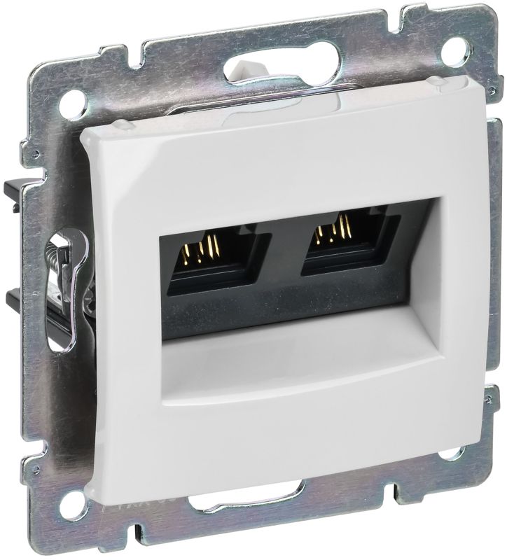 Розетка компьютерная 2-м СП Valena RJ45 кат.6 UTP на захватах механизм бел. IEK 774247