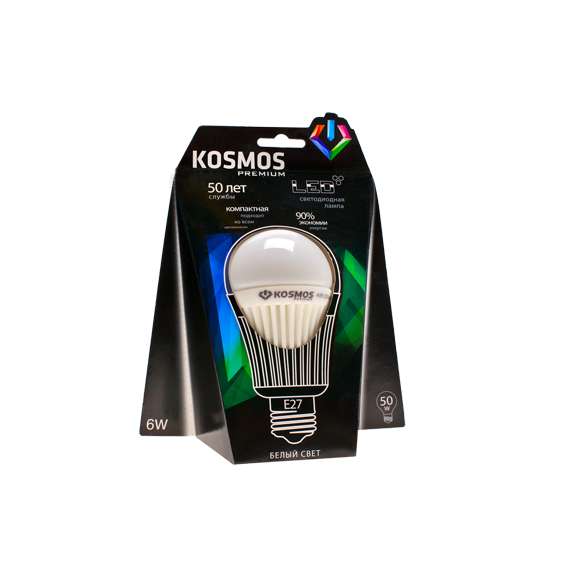 Лампа светодиодная KOSMOS premium 6Вт грушевидная A55 E27 230В 4500К Космос KLED6wA55230vE2745