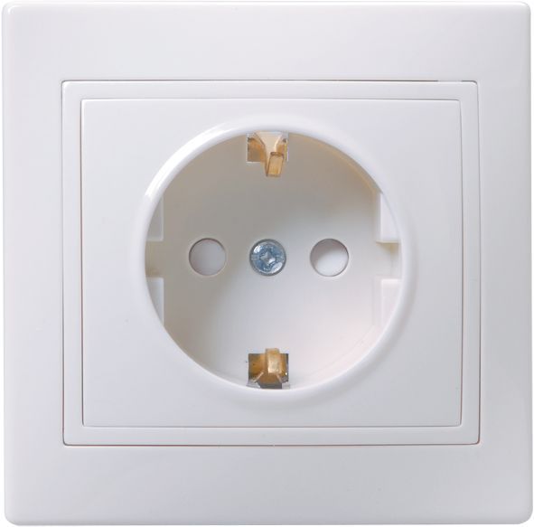 Розетка 1-м СП Кварта РСш10-3-КБ 16А IP20 с заземл. защ. шторки бел. GENERICA ERK11-K01-16-DM