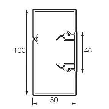 Кабель-канал 100х50 L2000 пластик Direct45 с крышкой 45мм бел. Quintela 888120