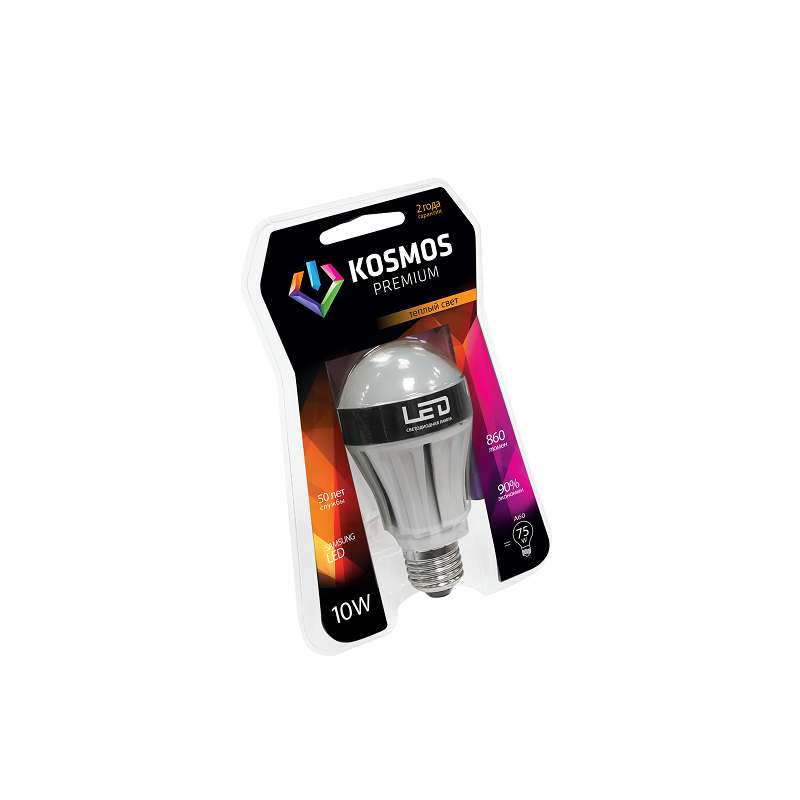 Лампа светодиодная KOSMOS premium A60 10Вт грушевидная 2700К E27 230В КОСМОС KLED10wA60230vE2727