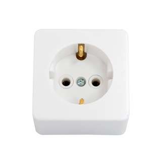 Розетка 1-м ОП 16А IP20 с заземл. бел. Bylectrica РА16-209