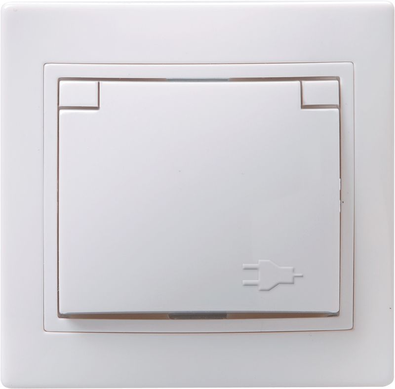 Розетка 1-м СП Кварта РСбш10-3-КБ 16А IP20 с заземл. защ. шторки с крышкой бел. GENERICA ERK12-K01-16-DM