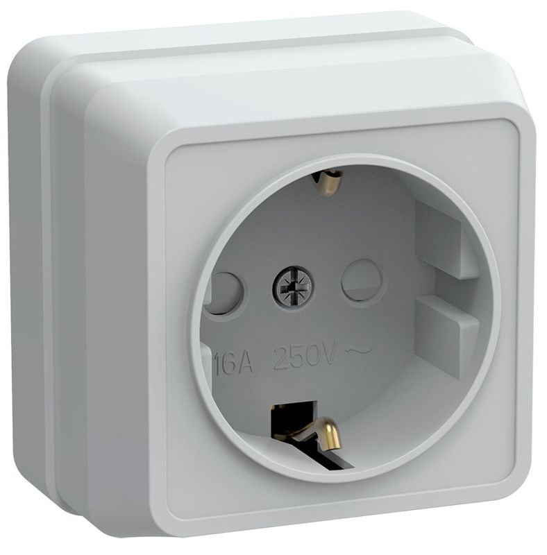 Розетка 1-м ОП Октава РСш20-3-ОБ 16А IP20 с заземл. защ. шторки бел. GENERICA ERO14-K01-16-DC