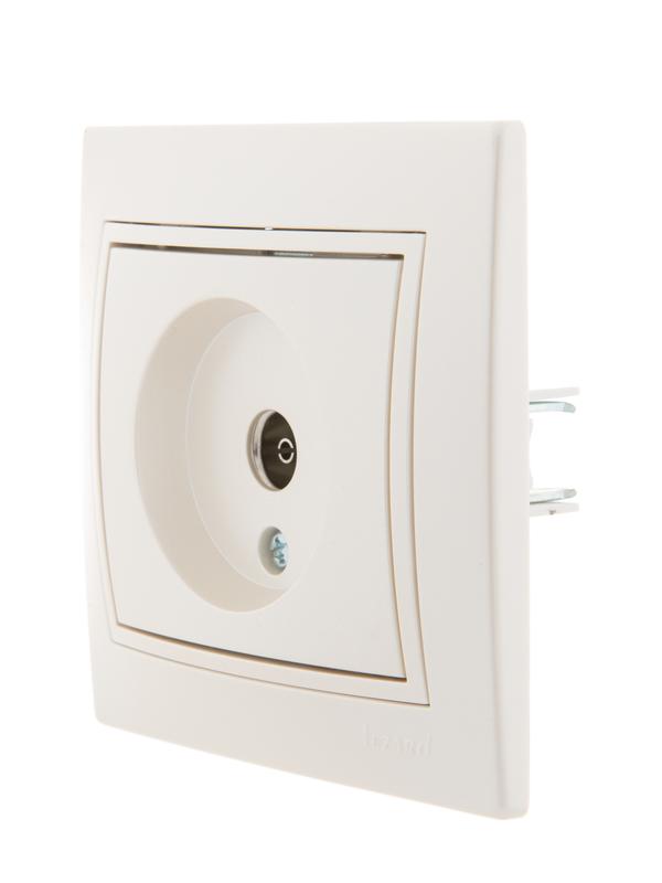 Розетка телевизионная оконечная TV СП Mira 16А IP20 со вставкой жемчуж./бел. перламутр. LEZARD 701-3030-130