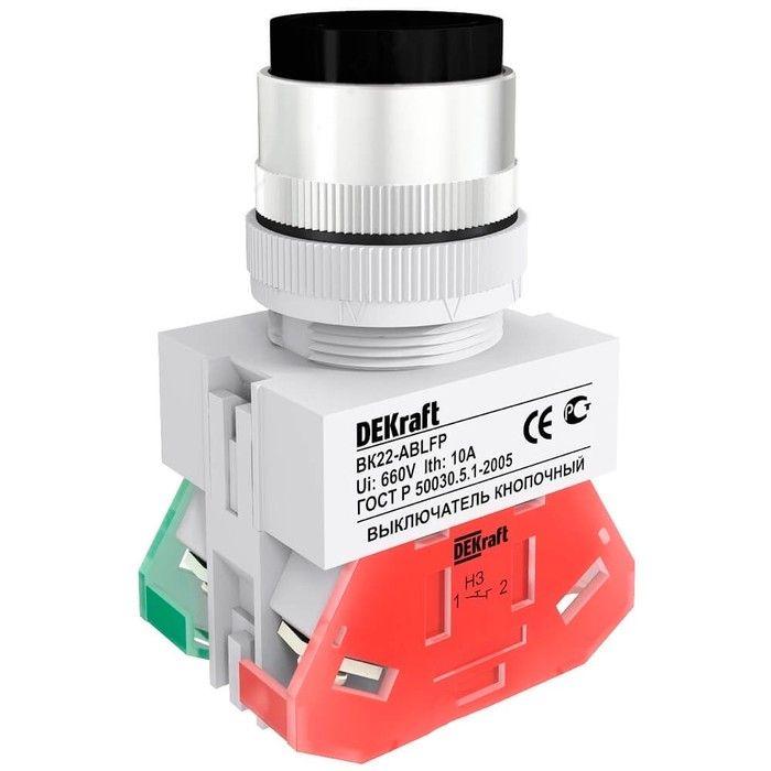 Выключатель кнопочный ABFP ВК-22 d22мм 220В с фиксацией черн. DEKraft 25129DEK