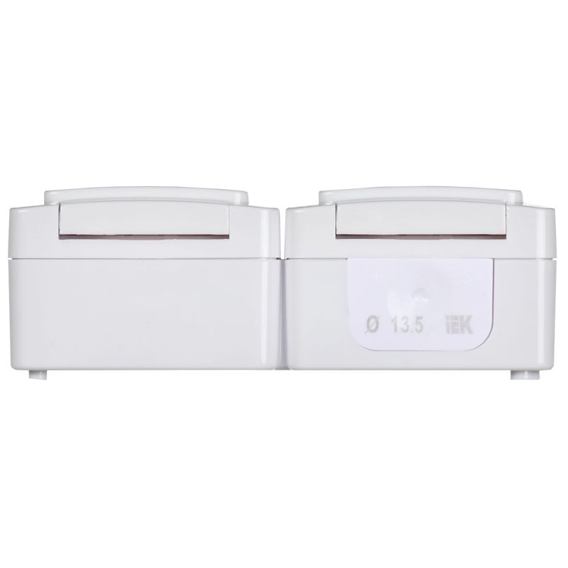 Розетка 2-м ОП Гермес Plus РСб22-3-ГПБб 16А IP54 с заземл. с крышкой бел. IEK ERMP22-K01-16-54-EC