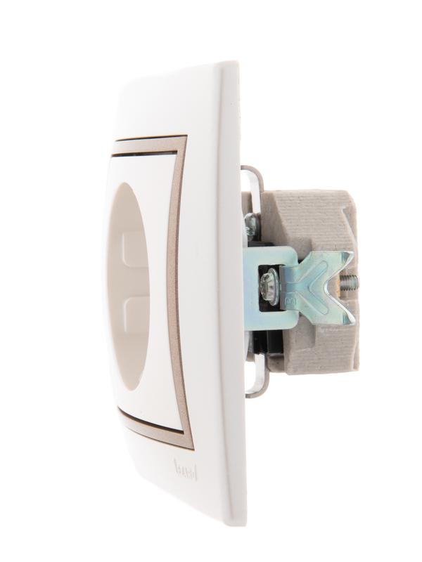 Розетка СП Mira 16А IP20 с заземл. со вставкой керамика свет. корич./жемчуж./бел. перламутр. LEZARD 701-3031-122