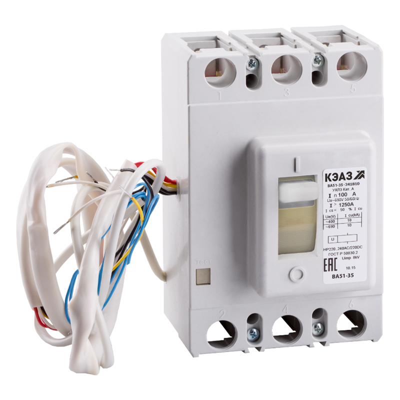 Выключатель автоматический 3п 250А 3000Im 20кА ВА51-35М2-341210 УХЛ3 690В AC НР110AC/DC КЭАЗ 257261